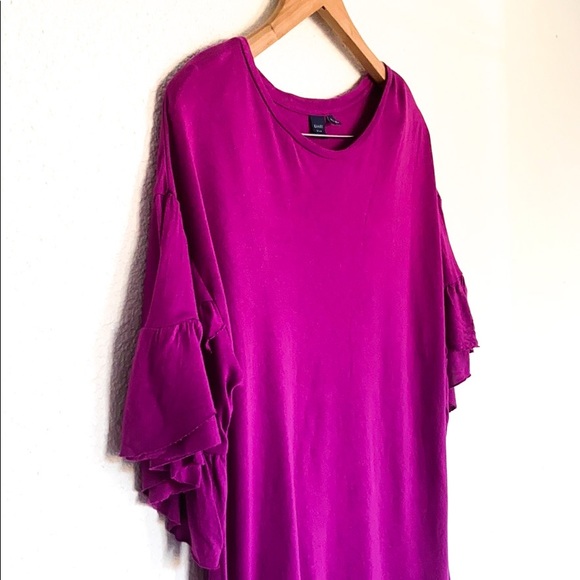 Kaari Blue Purple ruffle sleeve blouse - Picture 4 of 7